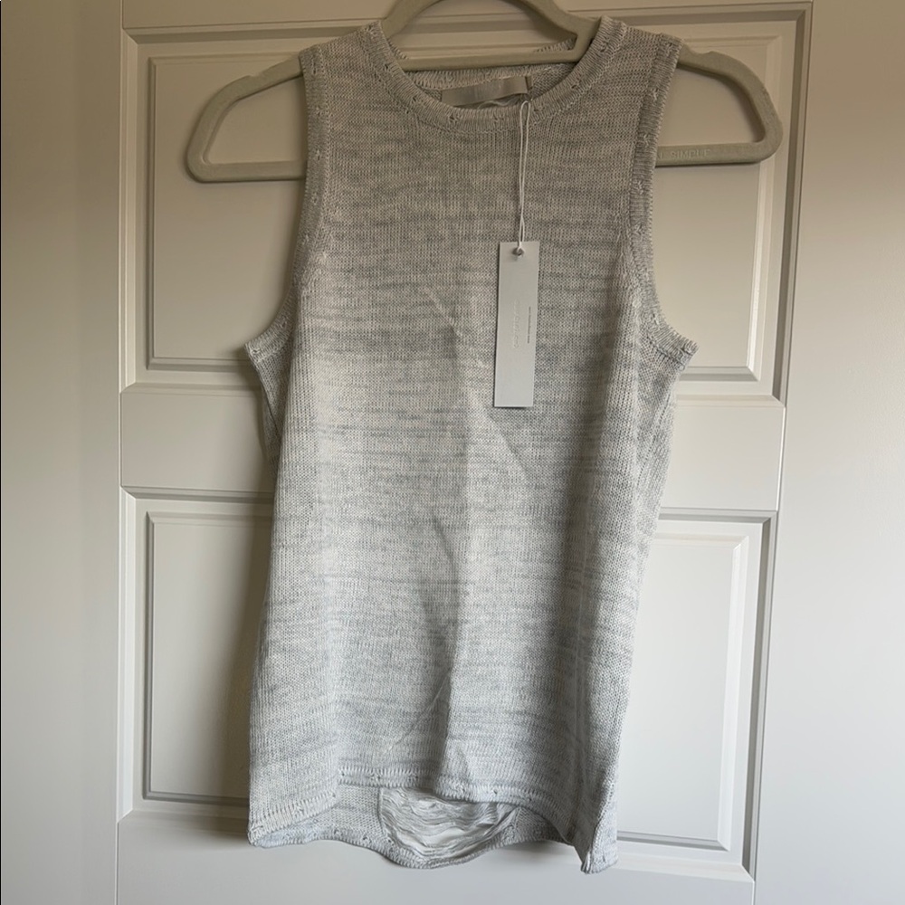 Heather Gray Relaxed Fit Tank Top with Crew Neck